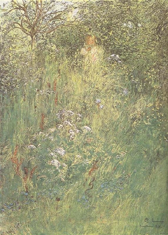 Carl Larsson in the Hawthorn Hedge china oil painting image